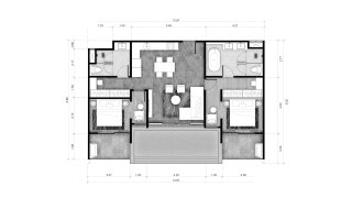 Планировка квартиры 2 спальни в корпусе Building R10 ABOV Patong in Patong Beach, Kathu, Phuket, Thailand, ЖК ABOV Patong № 11030